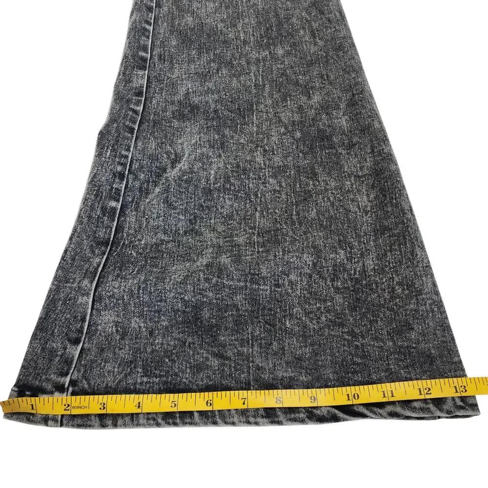 Vici Womens Jonesy Flared Leg Denim Jumpsuit Size Medium Black Acid Wash Ruffle - Picture 14 of 14